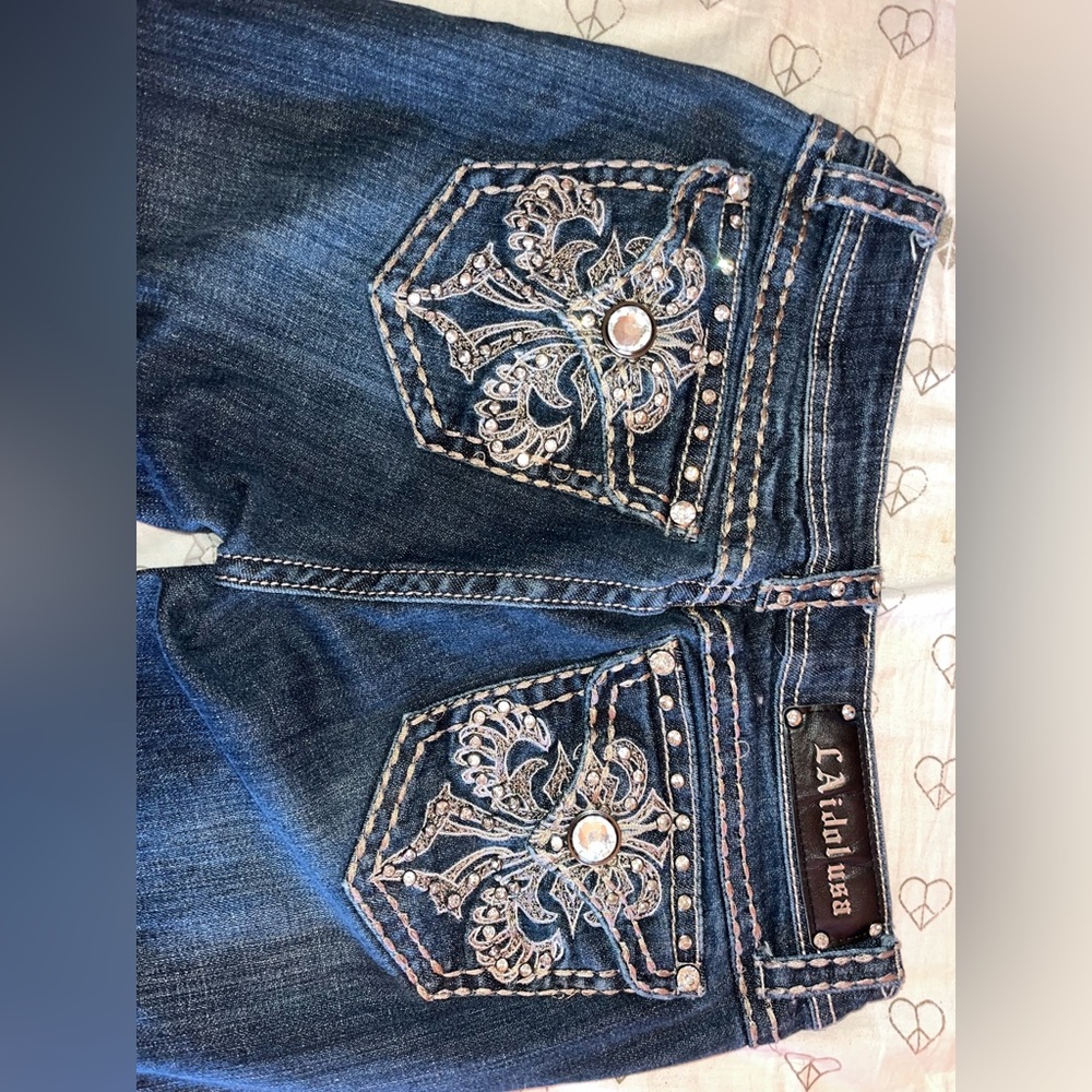 L.A. idol y2k rhinestone low rise skinny jeans